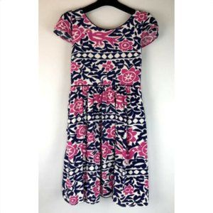 Anthropologie Maeve Pink Blue Floral Bird Dress